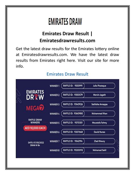 emirates draw result|EMIRATES DRAW – Check Out The Live Emirates Draw Results Today A.